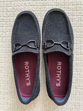 Rothy's The Revelvet Double Bit Driver Loafers in Black with Gunmetal Bit